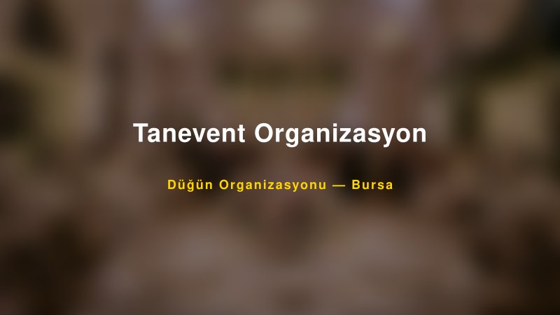 Tanevent Organizasyon — Bursa Kır Düğünü Mekanı Rehberi