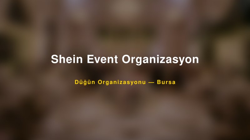 Shein Event Organizasyon — Bursa Kır Düğünü Mekanı Rehberi
