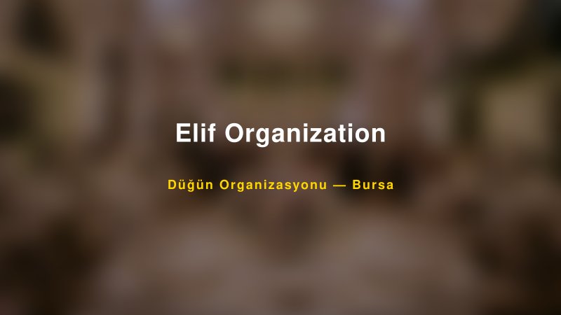Elif Organization — Bursa Kır Düğünü Mekanı Rehberi
