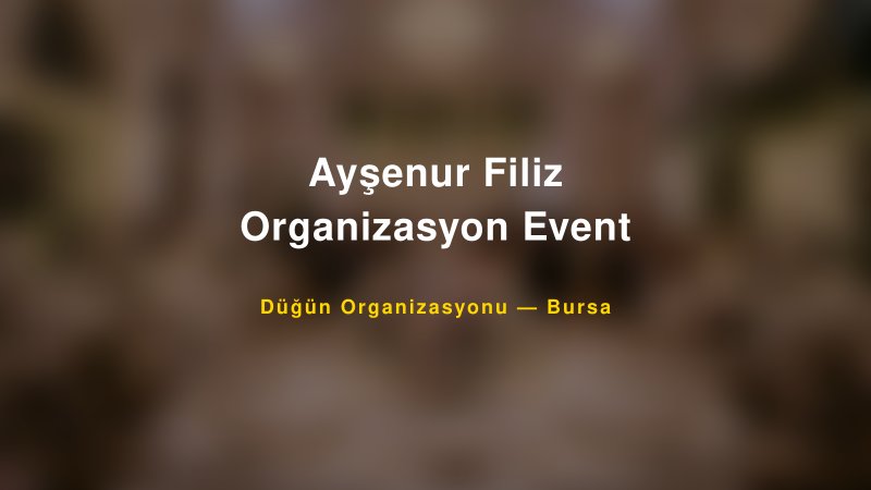 Ayşenur Filiz Organizasyon Event — Bursa Kır Düğünü Mekanı Rehberi