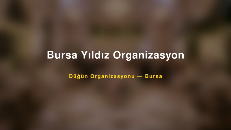 Bursa Yıldız Organizasyon — Bursa Kır Düğünü Mekanı Rehberi
