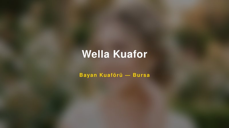 Wella Kuafor — Bursa Kır Düğünü Mekanı Rehberi